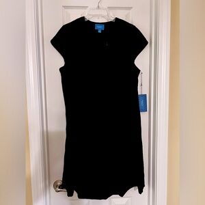 Black, A-line-Cap Sleeves Classic Sheath Short Dress.